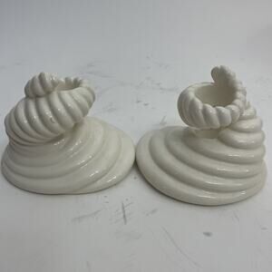Ram Horn ceramic candelabra Vintage candle holder Set Of 2 - 70s - UNC Tarheels